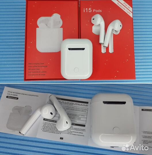 Наушники Airpods I15 tws Сенсорные 2 микрофона