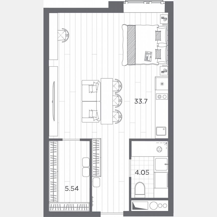 Апартаменты-студия, 43,3 м², 8/14 эт.