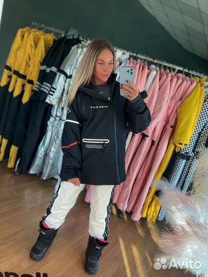 Анорак горнолыжный унисекс с подогревом черный