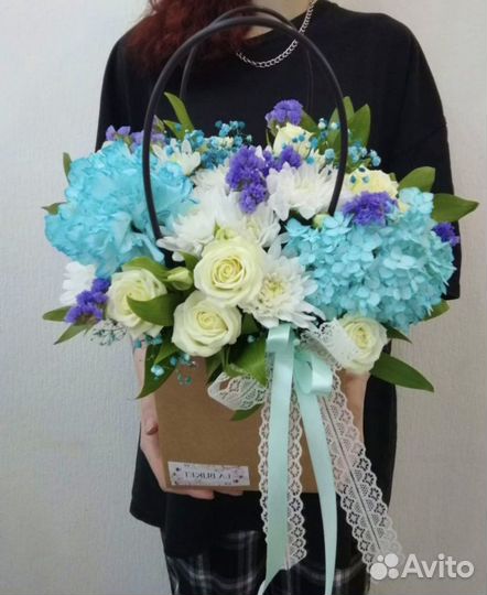 Цветочные коробки хризантема гортензия эустома