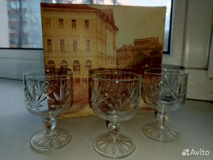 Набор 6 шт. рюмки водочные на ножке, хрусталь