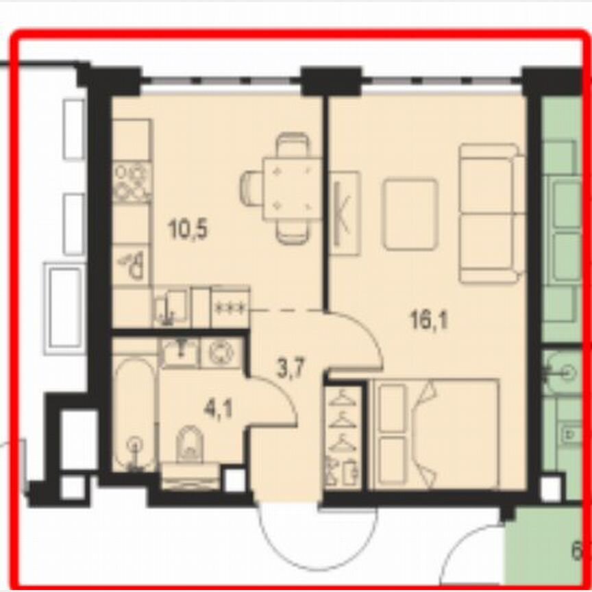 1-к. квартира, 34,4 м², 8/24 эт.