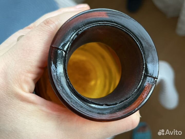 Стеклянная колба медицинская коричневая 1 литр