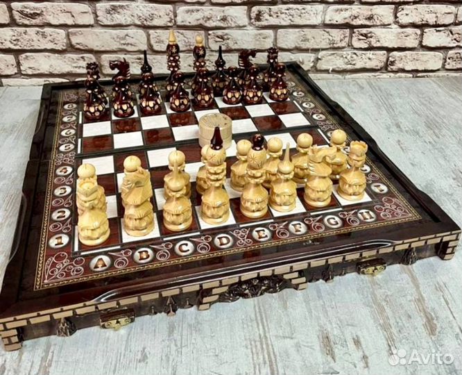 Шахматы нарды шашки 3 в 1 ручной работы