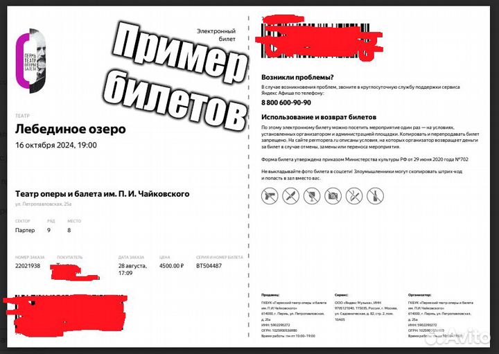 Билеты в театр Перми оперы и балета Чайковского