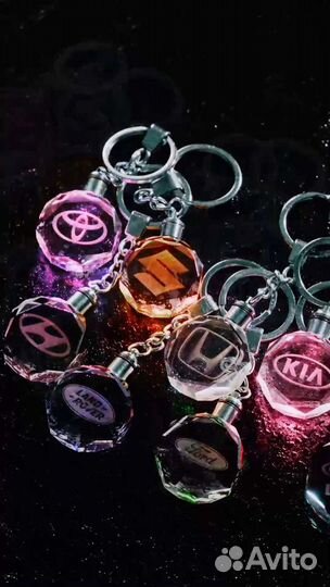 Брелок кристалл прозрачный с подсветкой BMW