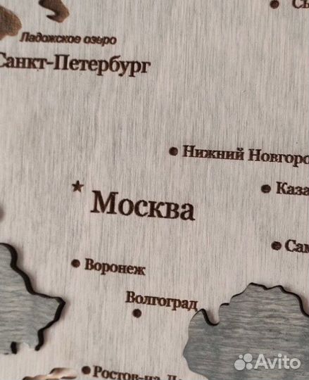 Карта мира из дерева на стену с подсветкой / Панно