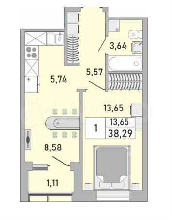 1-к. квартира, 35 м², 10/24 эт.