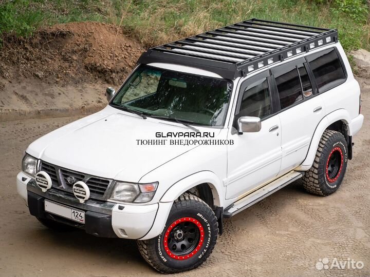 Багажник экспедиционный STC Nissan Patrol Y61 шторка с дальним и задним светом