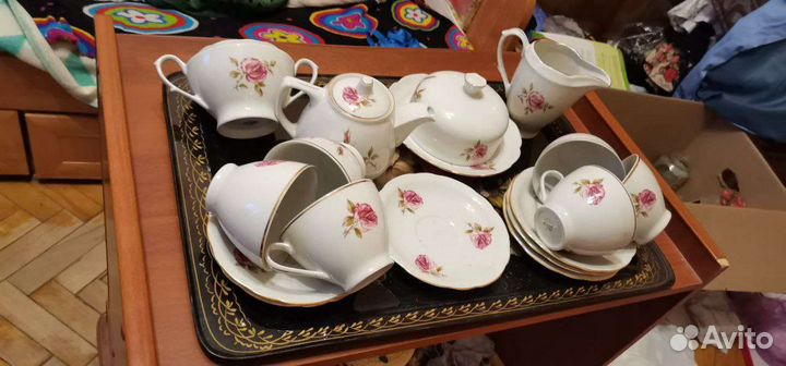 Сервиз чайный + столовый Дулево Пурпурная Роза