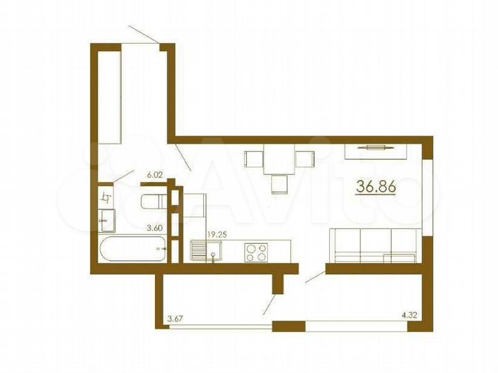 1-к. квартира, 36,9 м², 2/13 эт.