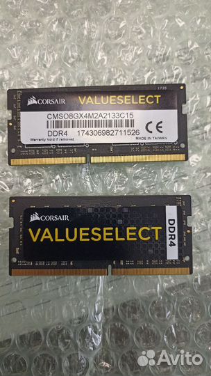 Оперативная память ddr4 Corsair 2*4gb для ноута