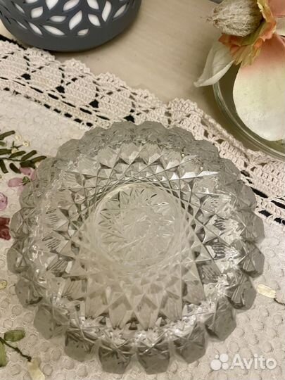 Хрусталь СССР чаша конфетница мельхиор