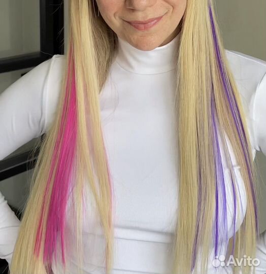 Цветные пряди на заколках