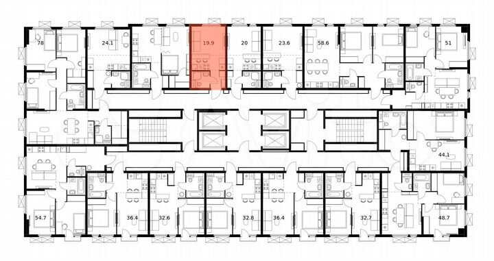 Квартира-студия, 19,9 м², 4/25 эт.
