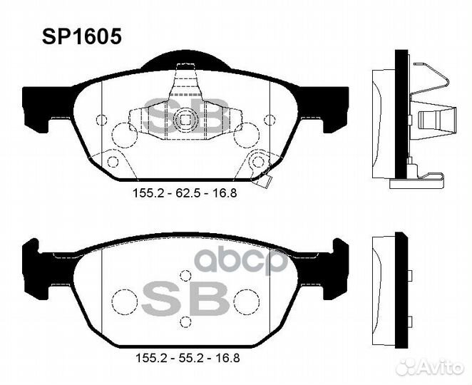 Колодки торм.пер. SP1605 Sangsin brake