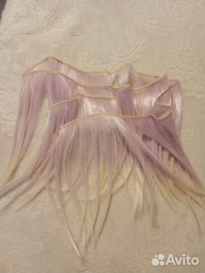 Парик Волосы для кукол светлые фиолетово-желтые