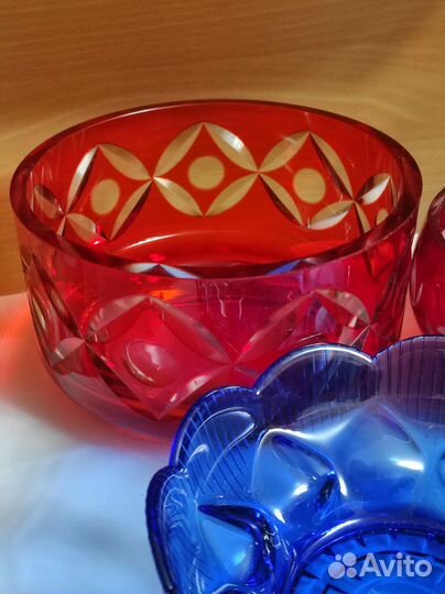 Салатница цветное стекло СССР