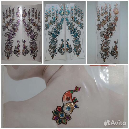 Переводные временные цветные татуировки мехенди