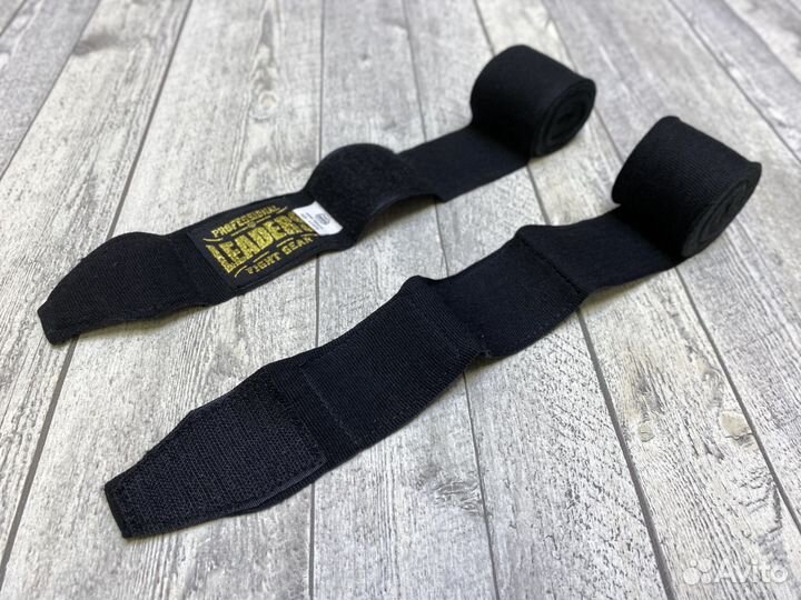 Боксерские бинты Leaders эластичные 3.5м черные