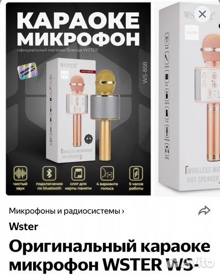 WS-858. Караоке колонка с микрофоном