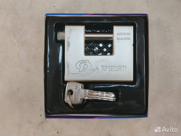 Замок 84 мм хром надежный + 4 ключа