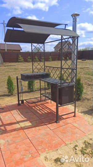 Кованый мангал с печкой