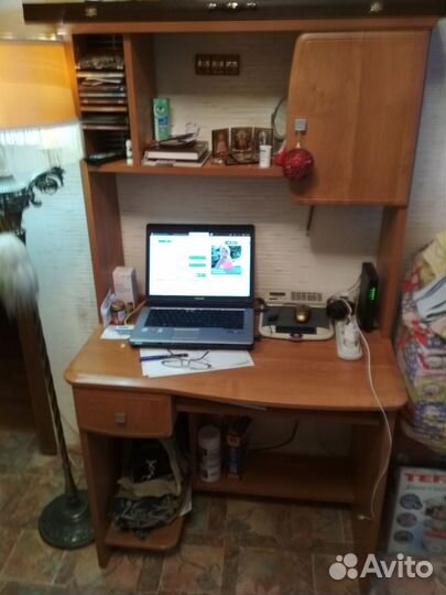 Компьютерный стол, кресло кожаное