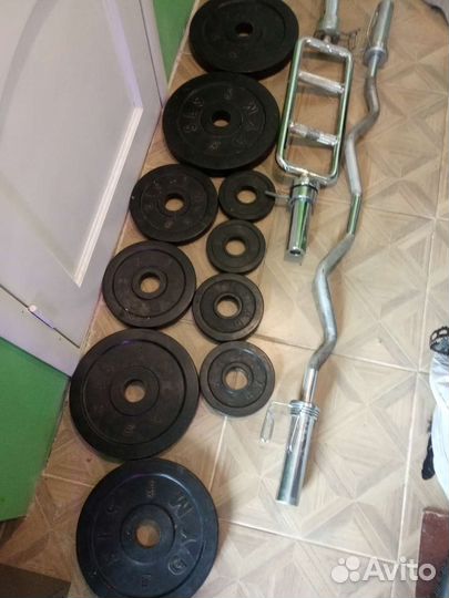 Набор штанга 50 мм, гантели, блины, ролик, эспанд