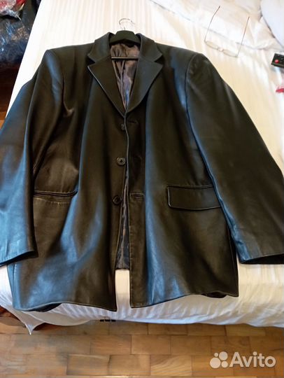 Кожаный пиджак мужской черный