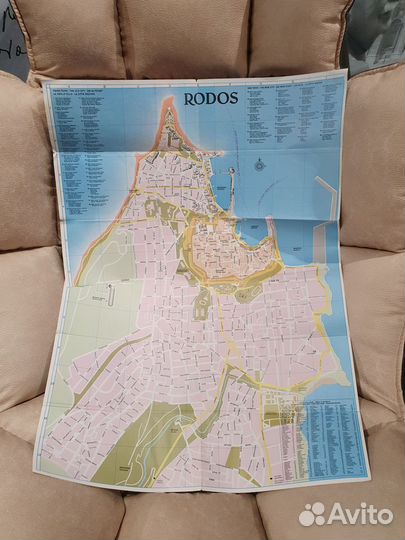 Туристическая карта острова Родос, Греция