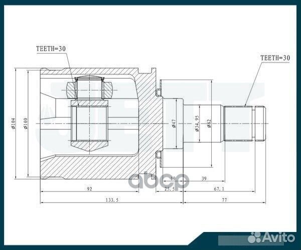 ШРУС внутренний jett V40-9107 V40-9107 jett