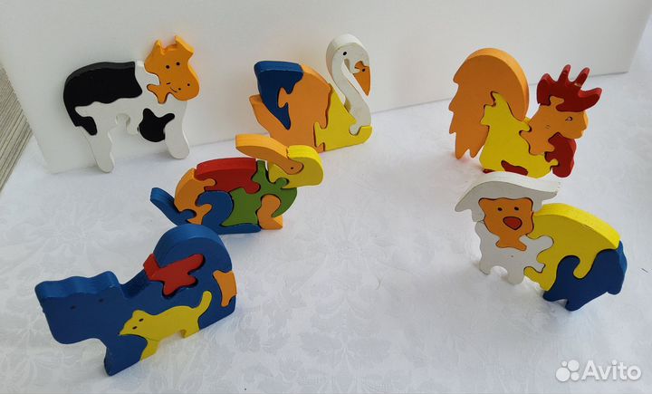 Деревянные пазлы 3D, paзвивaющая игpушкa