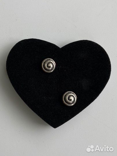 Серебрянные серьги, гвоздики, завитушки, спираль