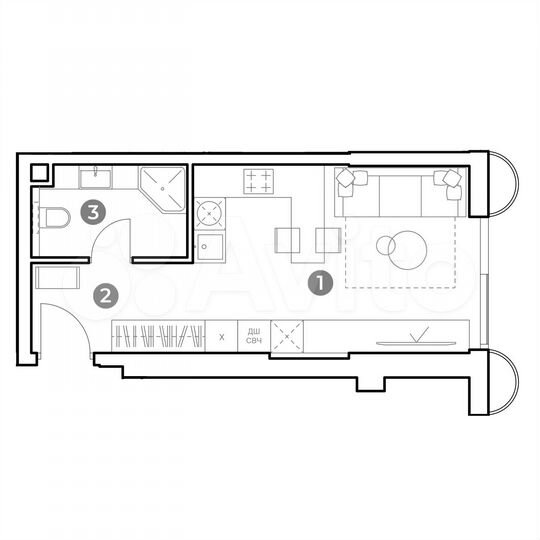 Апартаменты-студия, 27,1 м², 24/29 эт.