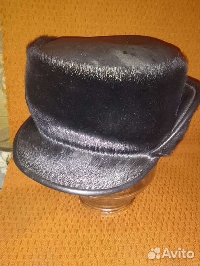 Кепка мужская кожаная с мехом