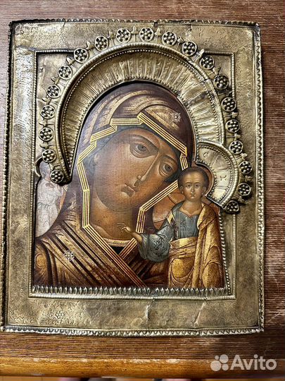 Икона Казанская богородица 31х26 см оклад