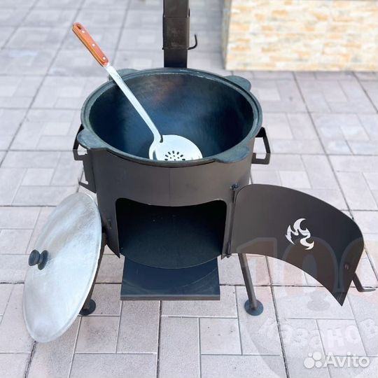Печь для казана 10л 3мм толстая с трубой