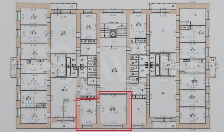 Комната 33,5 м² в 2-к., 4/9 эт.