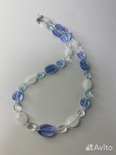 Голубые бусы стекло 47 см