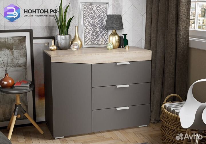 Комод тип 1 дуб сонома / графит серый
