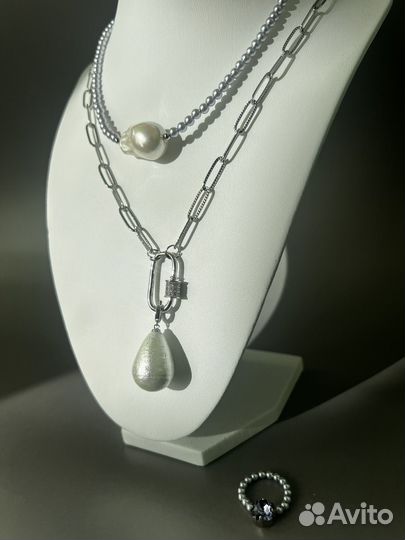 Колье из жемчуга цепь