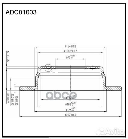 Диск тормозной задний (262x10) зад ADC81003