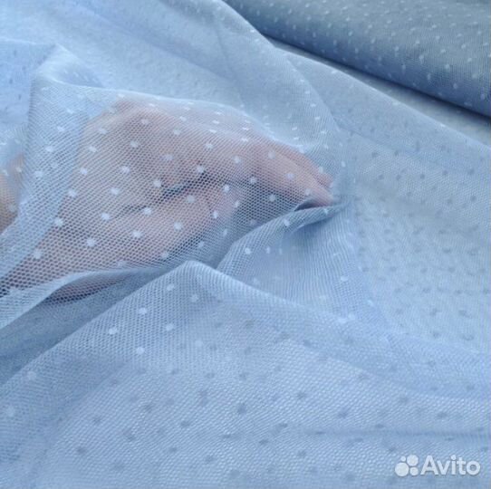 Ткань сетка эластичная в горох для нижнего белья