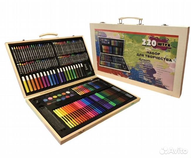 Набор юного художника в деревянном кейсе