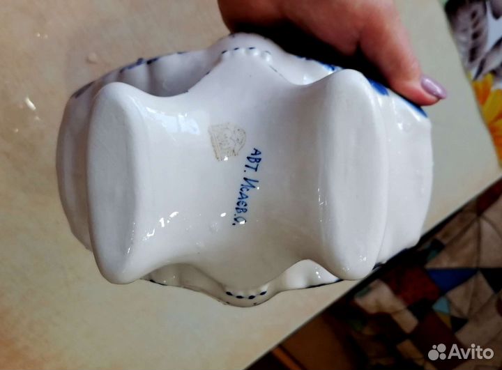 Гжель авторская конфетница Сова авт. Исаев С