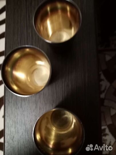 Стопки мельхиор СССР с позолотой