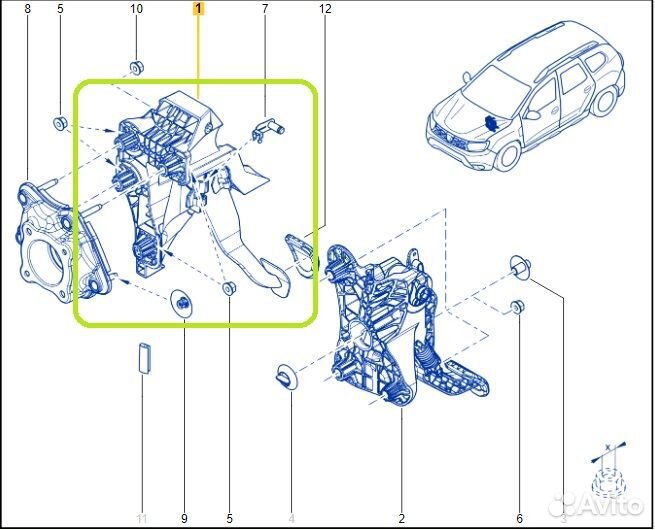 Педаль тормоза Renault Duster K9KR858D165990 2021