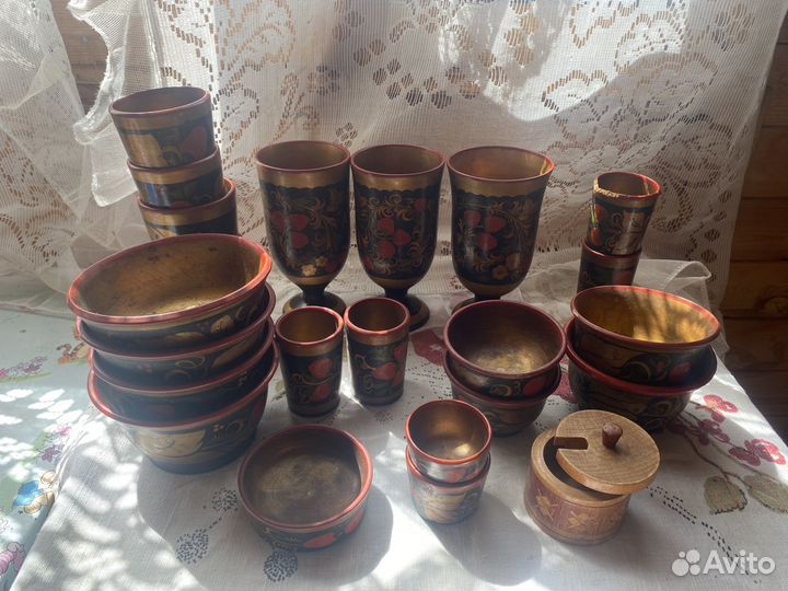 Набор деревянной посуды хохлома