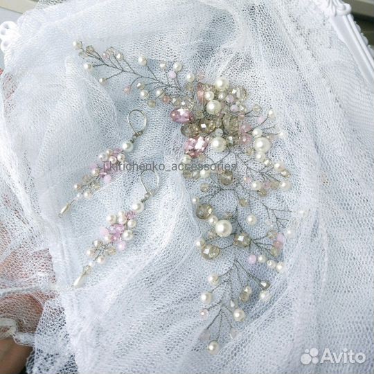 Веточка в прическу,украшения ручной работы